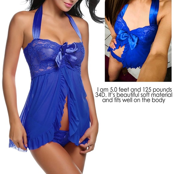 Lingerie Lace Babydoll Dress Backless Halter - Picture 6 of 9